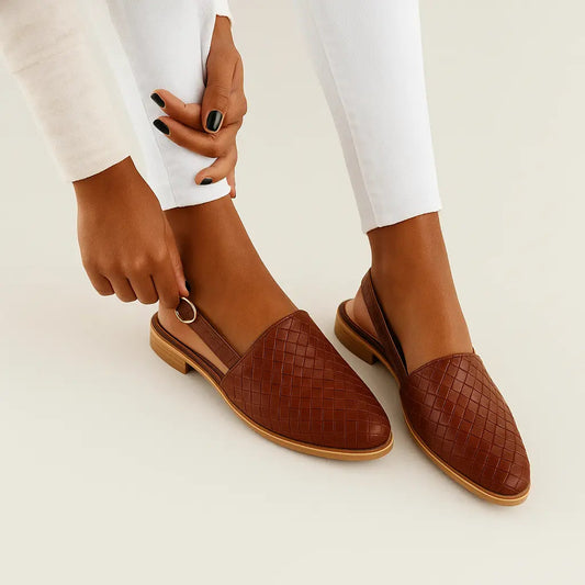 Women’s Woven Slingback Flats | Vintage texture with cushioned comfort