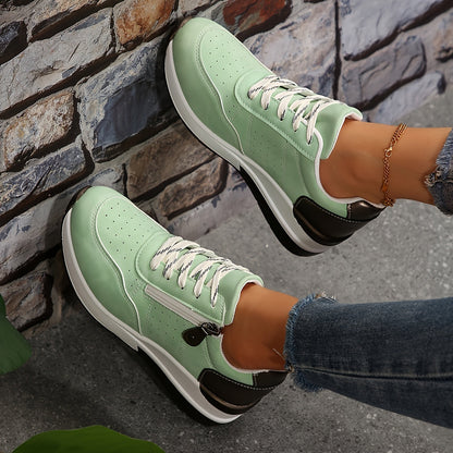 Women’s Cushioned Low-Top Sneakers | Perforated comfort with modern zipper detail