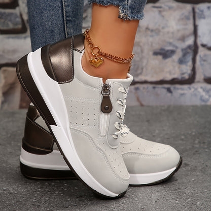 Women’s Cushioned Low-Top Sneakers | Perforated comfort with modern zipper detail